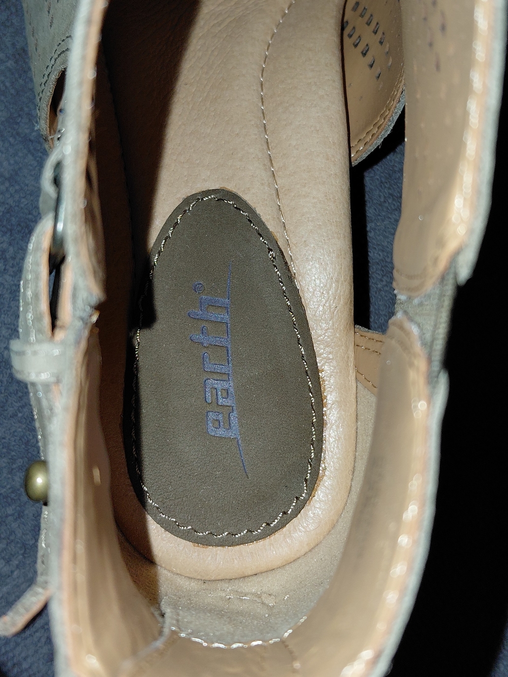 Earth Beige Perforated Peep-Toe Ankle Booties - Picture 6 of 7